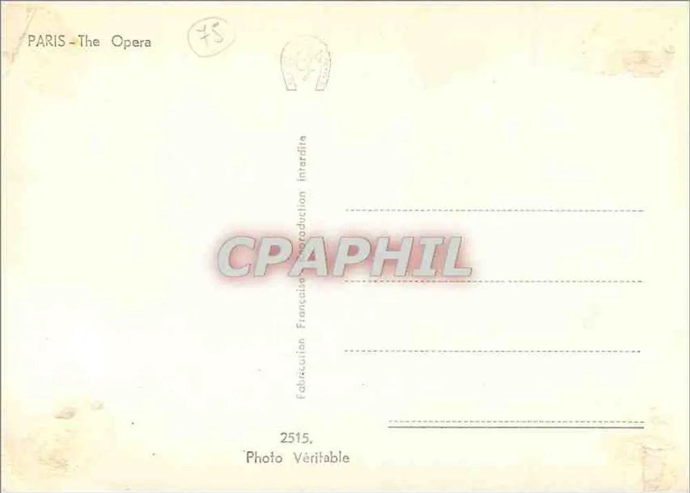 Ópera Garnier — Paris — Editor C. Léonard, n° 2515 - Verso
