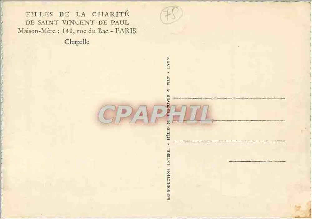 Kapelle der Töchter der Caritas von Saint Vincent de Paul — Lyon — Verlag Héloïs Interd. & Fils - Rückseite