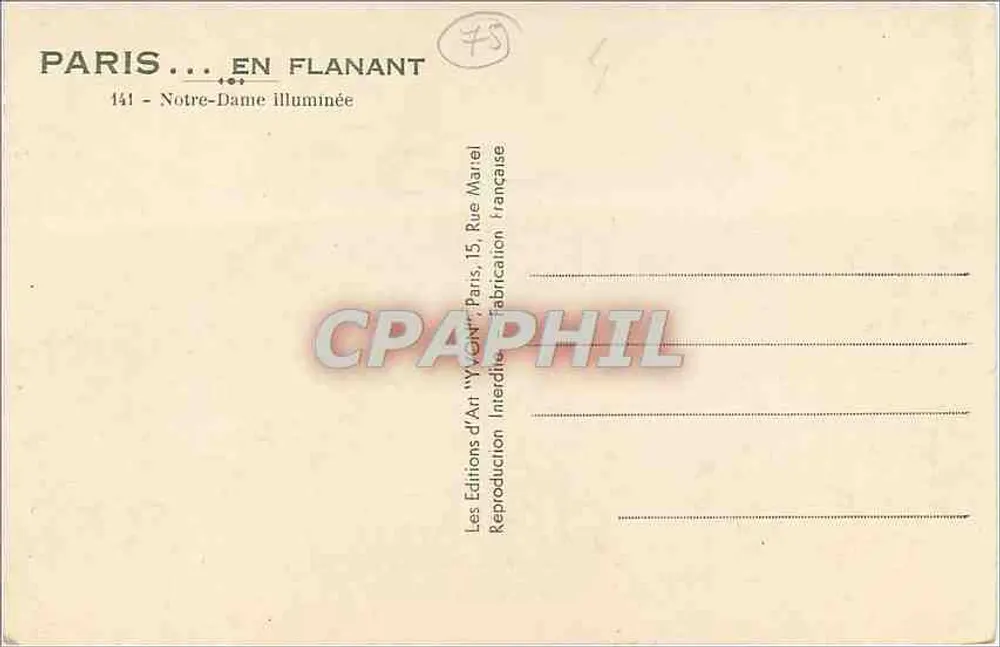 Notre-Dame de Paris — iluminada — Ivon — n°141 - Verso