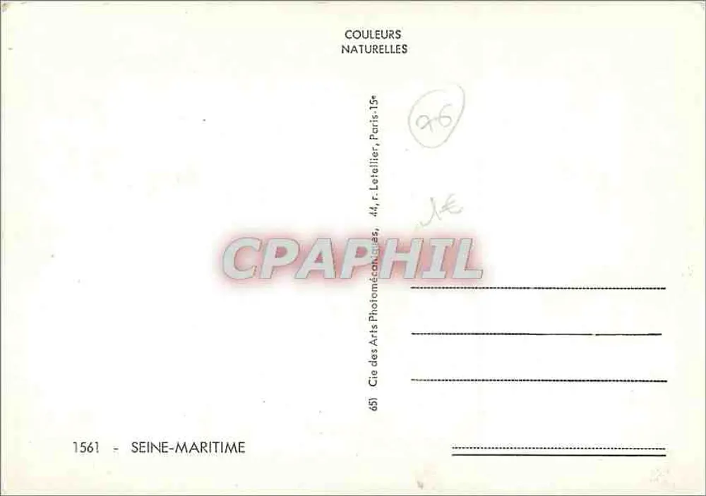 सीन-मारिटाइम — पैनोरमा पोस्टकार्ड साथ मानचित्र और दृश्य — आर्ट्स फोटोमैकेनिक्स कंपनी, पेरिस - पीछे