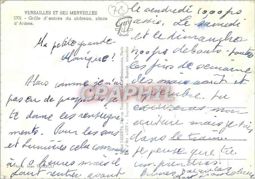 Versailles und seine Wunder — Eingangstor des Schlosses, Place d'Armes — Guy - Rückseite
