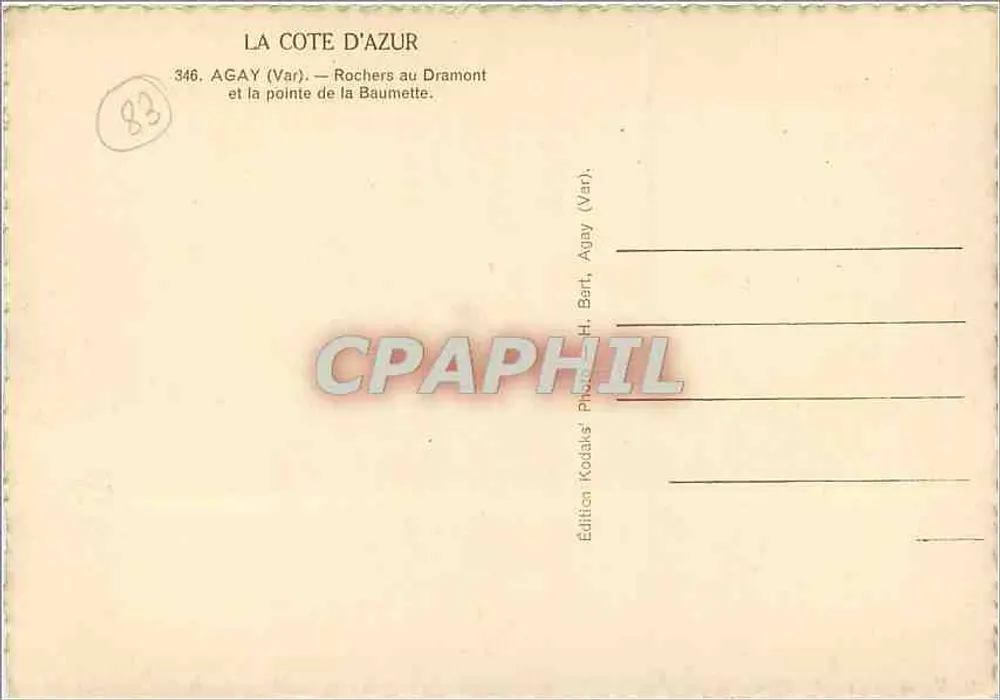 Agay — Felsen am Dramont und die Spitze der Baumette — Kodak-Ausgabe, Agay (Var) - Rückseite
