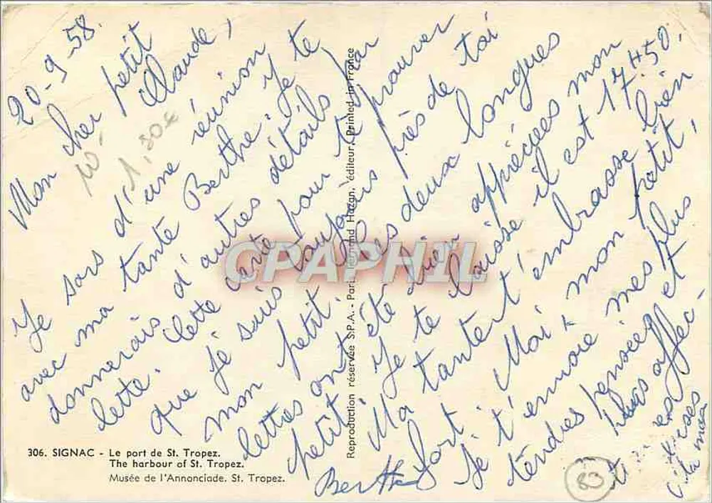 Der Hafen von St. Tropez — Reproduktion — Signac & Partner, Nr. 306 - Rückseite