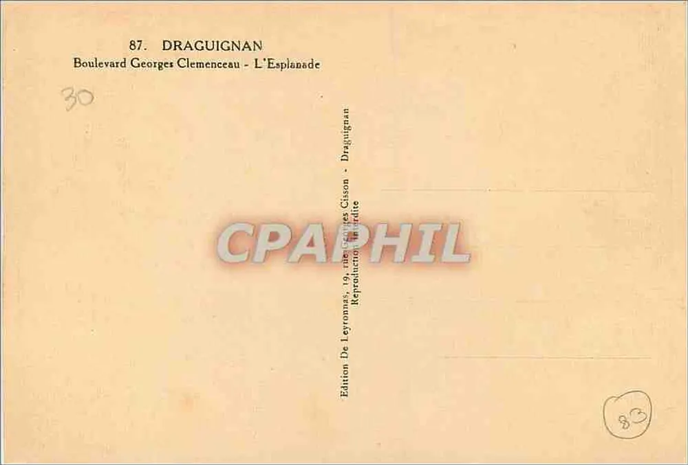 Draguignan — Boulevard Georges Clemenceau — L'Esplanade — Edição De Leyronnais - Verso