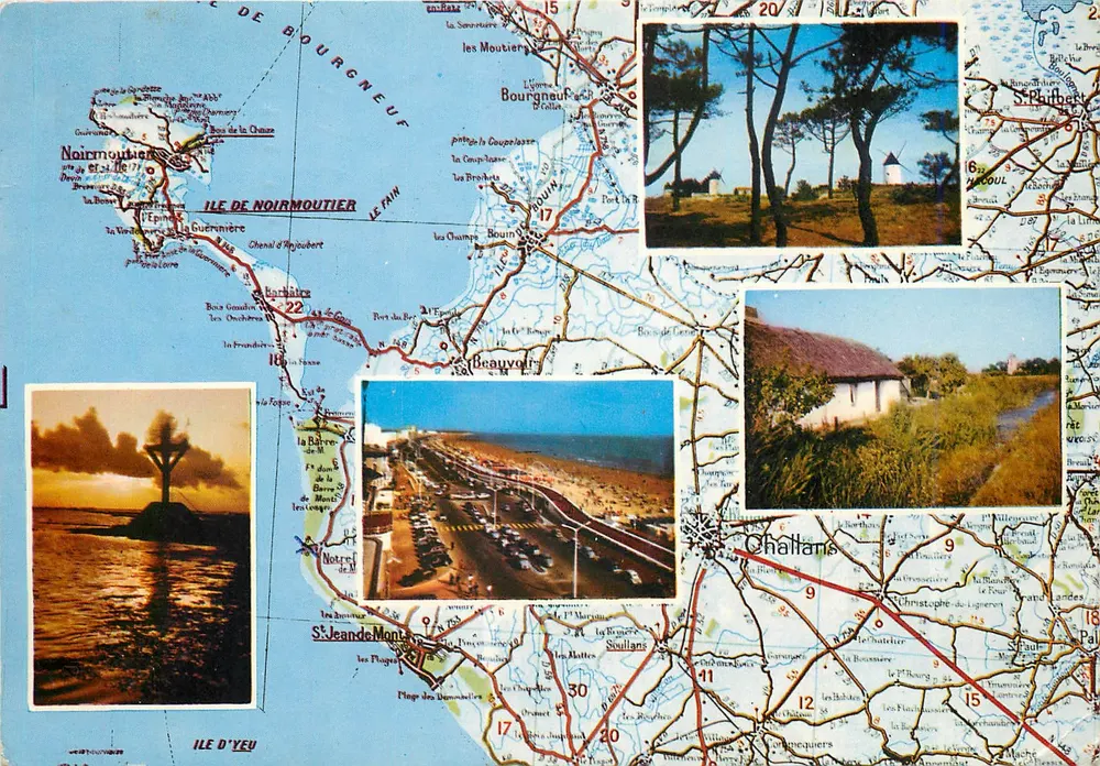 Ilha de Noirmoutier — Carta postal ilustrada com mapas e fotos — Editor Gabycolor - Frente