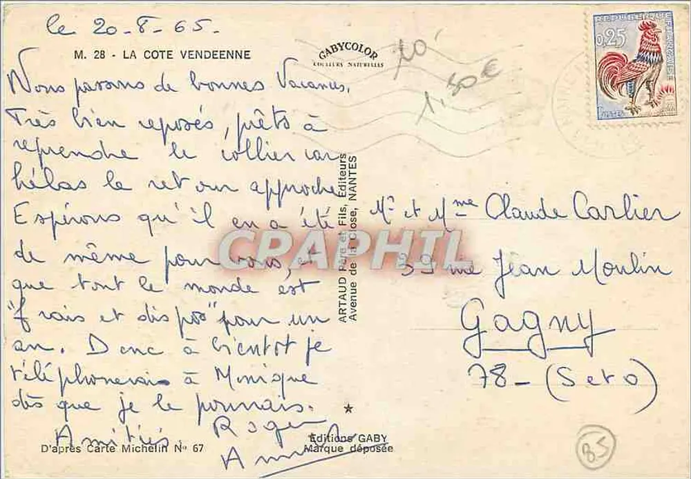 Ilha de Noirmoutier — Carta postal ilustrada com mapas e fotos — Editor Gabycolor - Verso