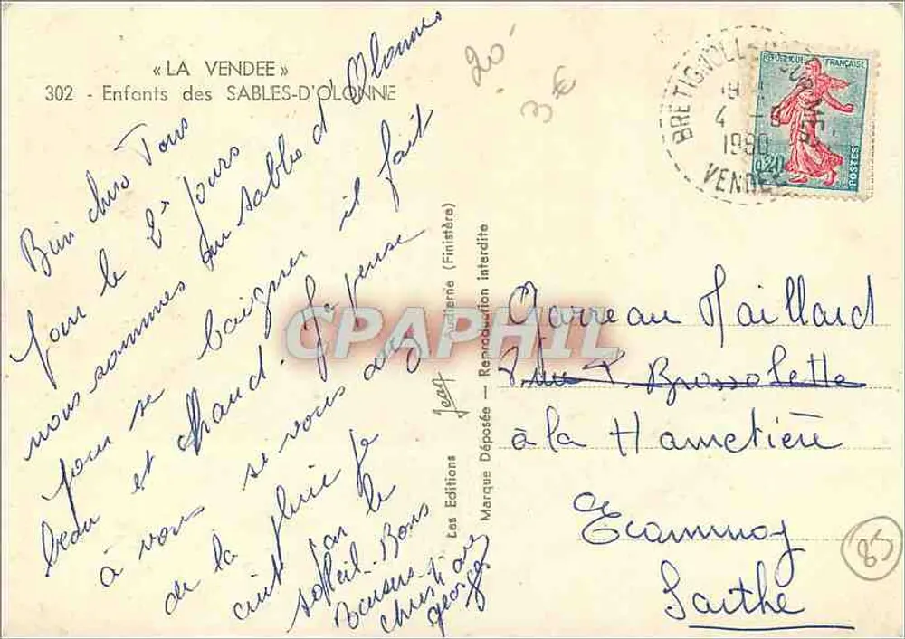 Crianças de Sables-d'Olonne — Crianças com trajes de pescadores — Jean - Verso