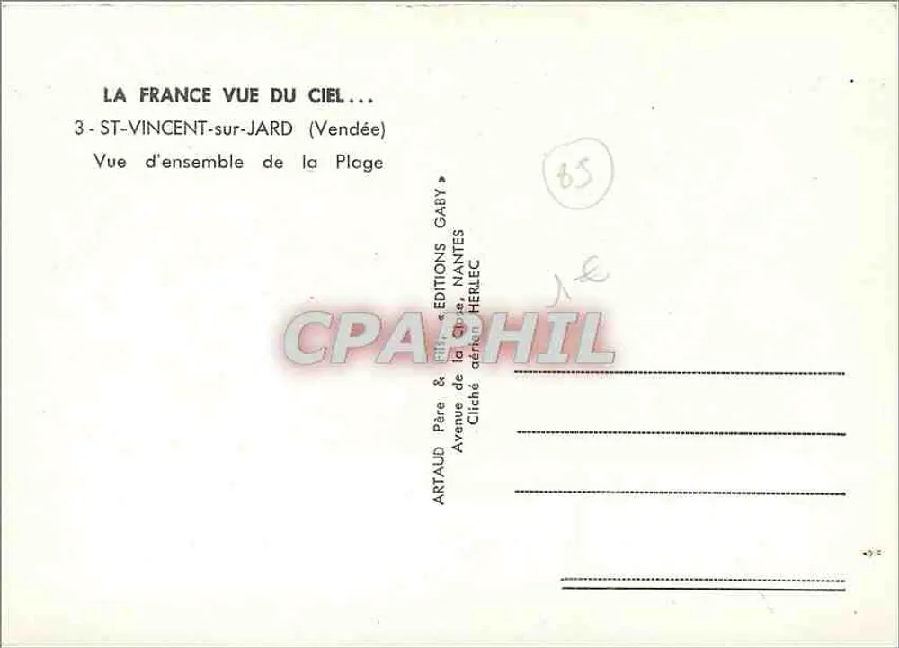 ST-VINCENT-sur-JARD (Vendée) — Vista geral da Praia — Éditions HERLEC, NANTES - Verso