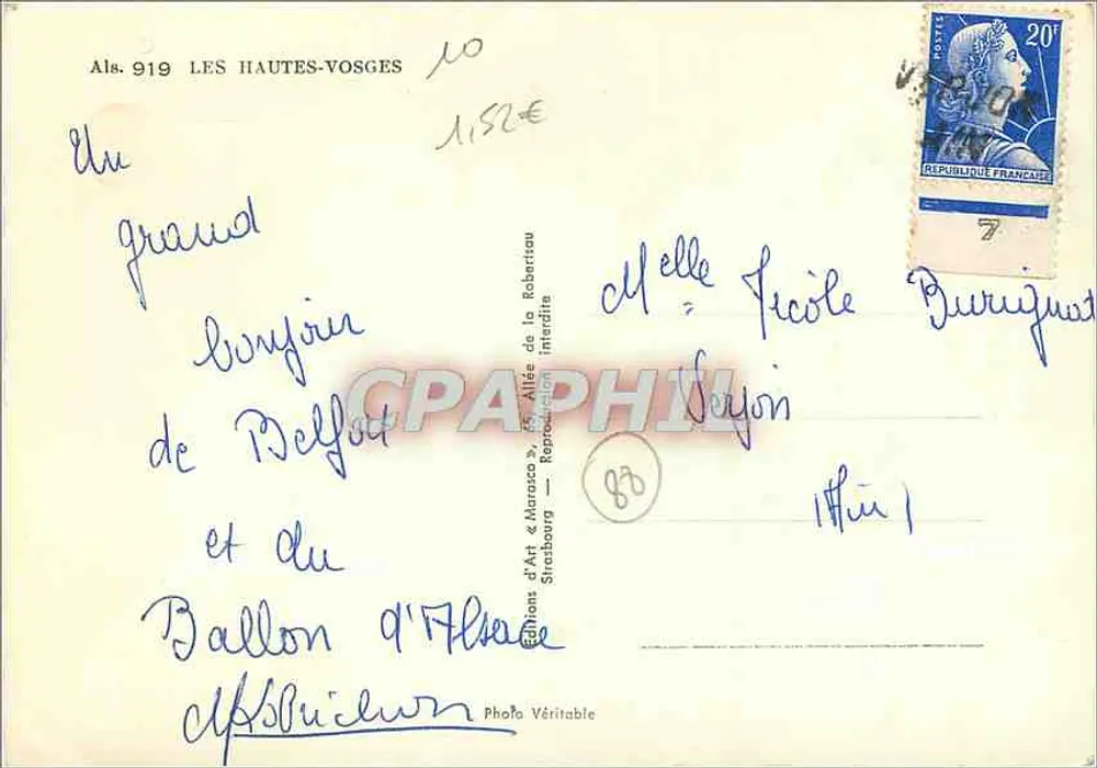 Les Hautes-Vosges — vista panorâmica com túneis, lago e estradas — Éditions d'Art « Maroc » - Verso