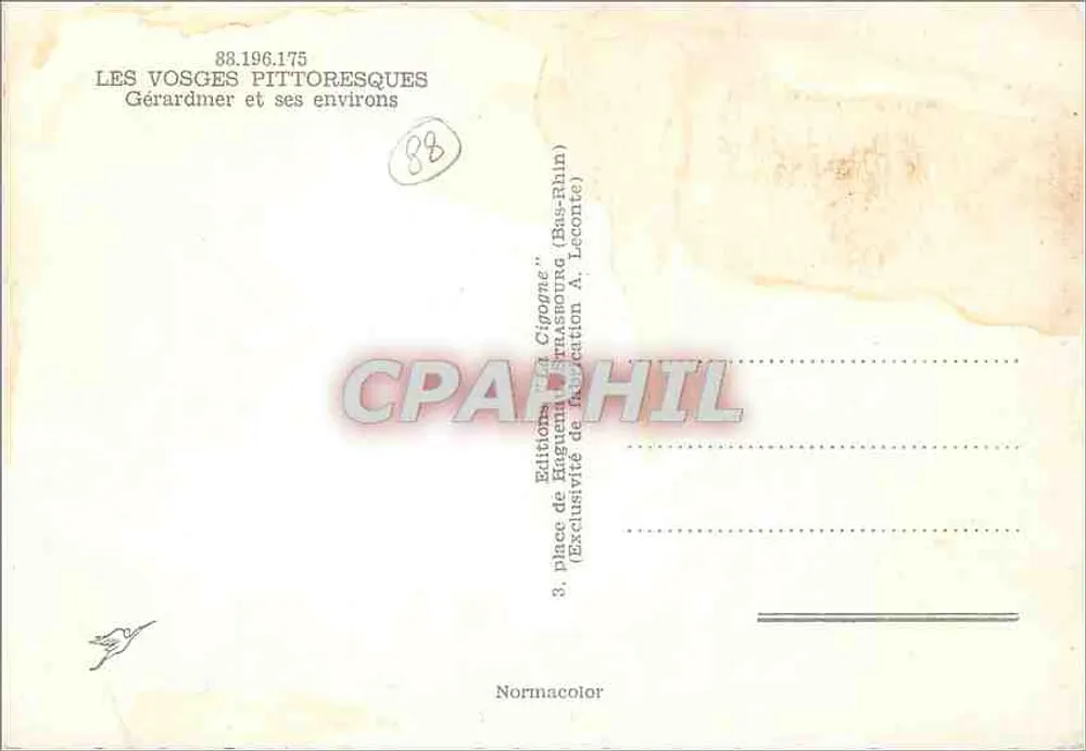 Gérardmer e seus arredores — Edições de Haguenau (Bas-Rhin) — n° 88.196.175 - Verso