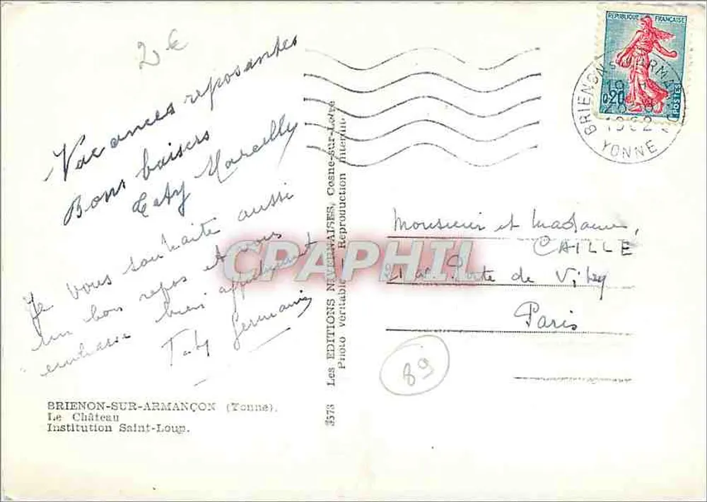 Castelo de Villy — Brienon-sur-Armançon (Yonne) — Les Éditions Négrais-Lobe - Verso