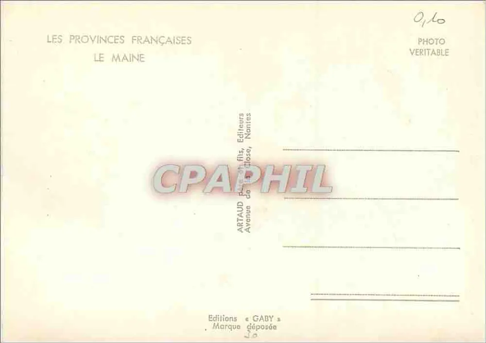 O Maine — Normandia — Edições Artaud filho, Nantes - Verso