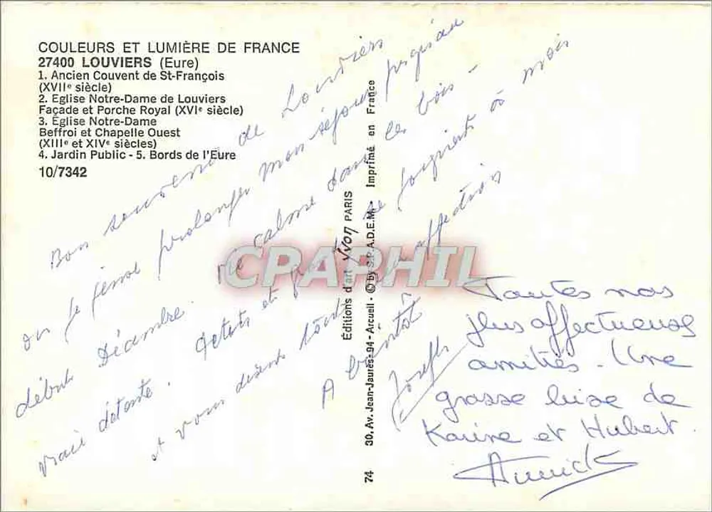 Louviers — Collage historischer Denkmäler — Éditions Jean-Jaures - Rückseite