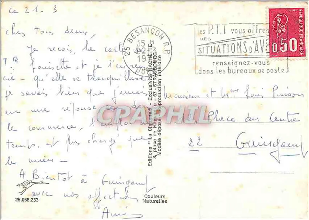 Panorama von Besançon — Editionen 'La Chigogne' und 'Couleurs Naturelles' - Rückseite