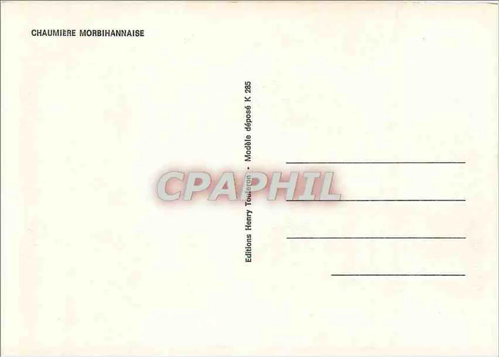 Morbihanowska chałupka — rysunek tuszem — H. Houleron - Rewers