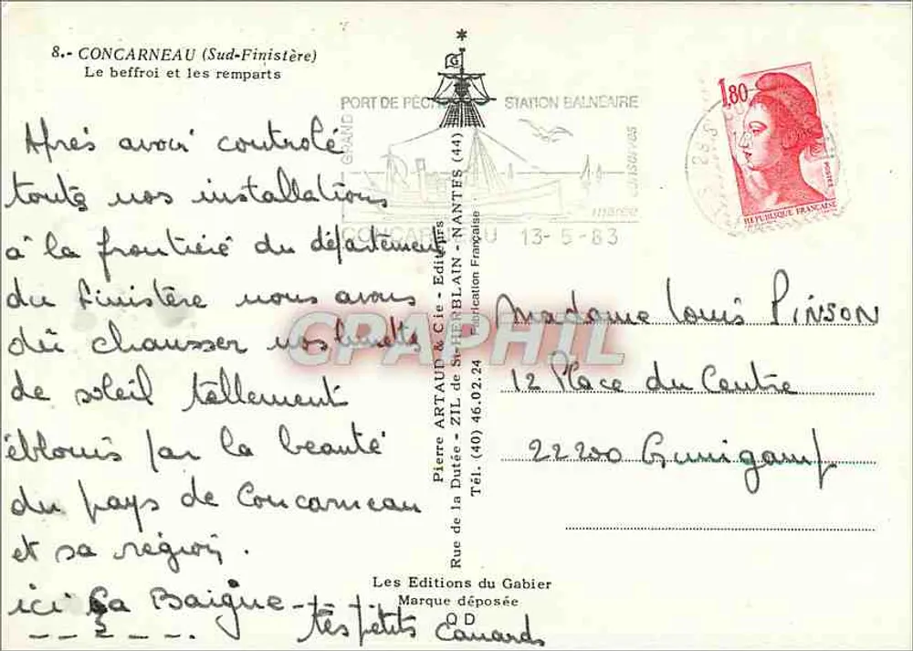 Concarneau (Süd-Finistère) — Der Glockenturm und die Mauern — Pierre Aftaud & Cie, Verlag - Rückseite
