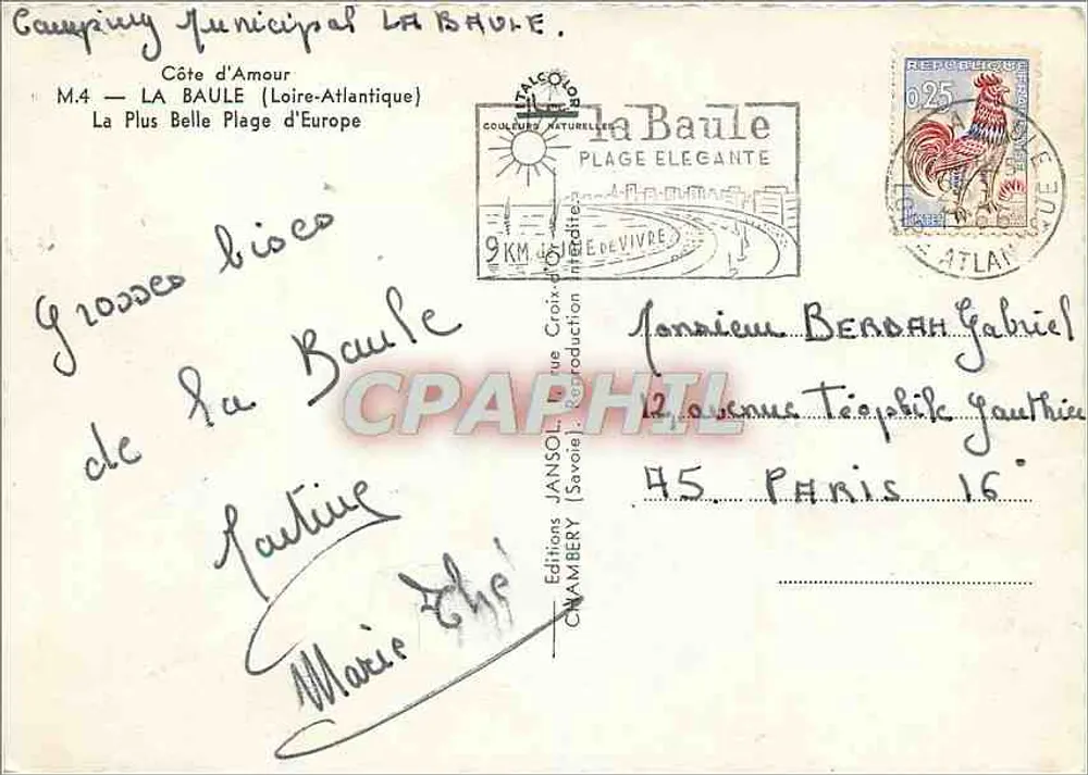La Baule — Souvenirs de La Baule — Éditions JANSOL, Cramberry - Verso