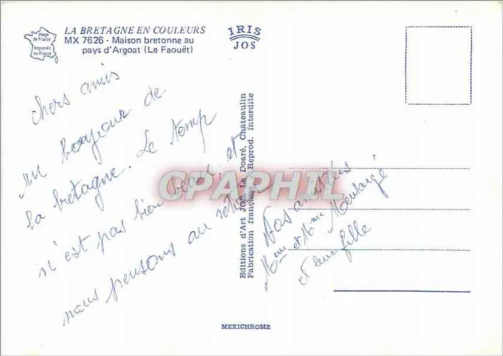 Casa Bretã no país de Argoat — Le Faouët — Éditions d'Art Jos. Châteaullin - Verso