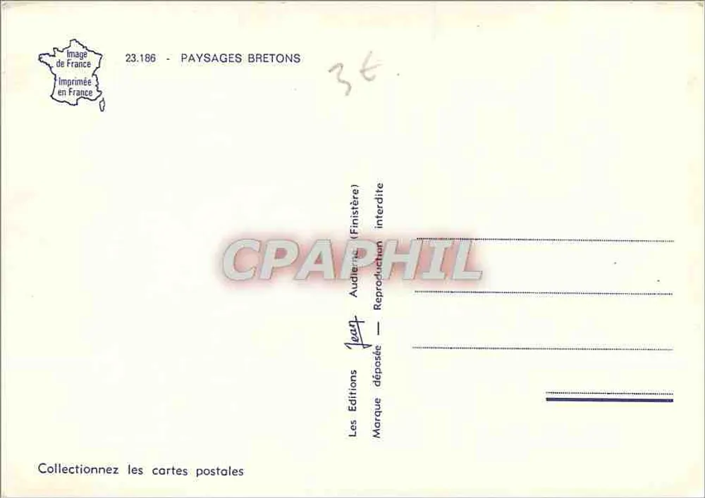 Paisagens Bretãs — coleção de paisagens bretãs — Éditions Finistère, n° 23.186 - Verso
