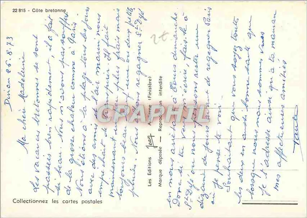 पॉइंट डू वान के समुद्र तट — फिनिस्तेर — प्रकाशक जीन - पीछे