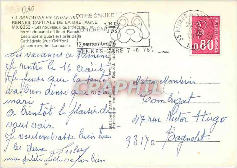 Rennes — Capital da Bretanha — - Verso