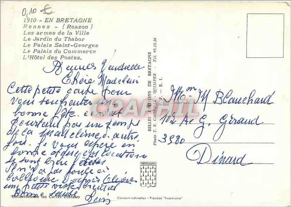 Rennes — antiga capital do ducado da Bretanha — Belles Éditions de Bretagne - Verso