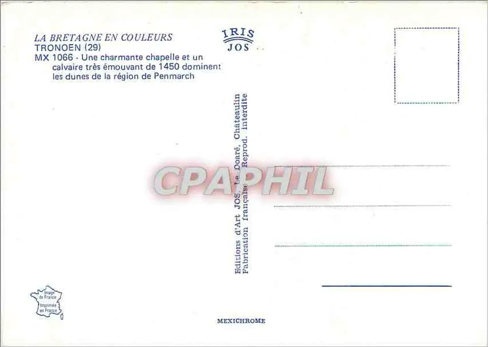 Tronoën e seu calvário — Editor IRIS JOS, n° MX 1066 - Verso