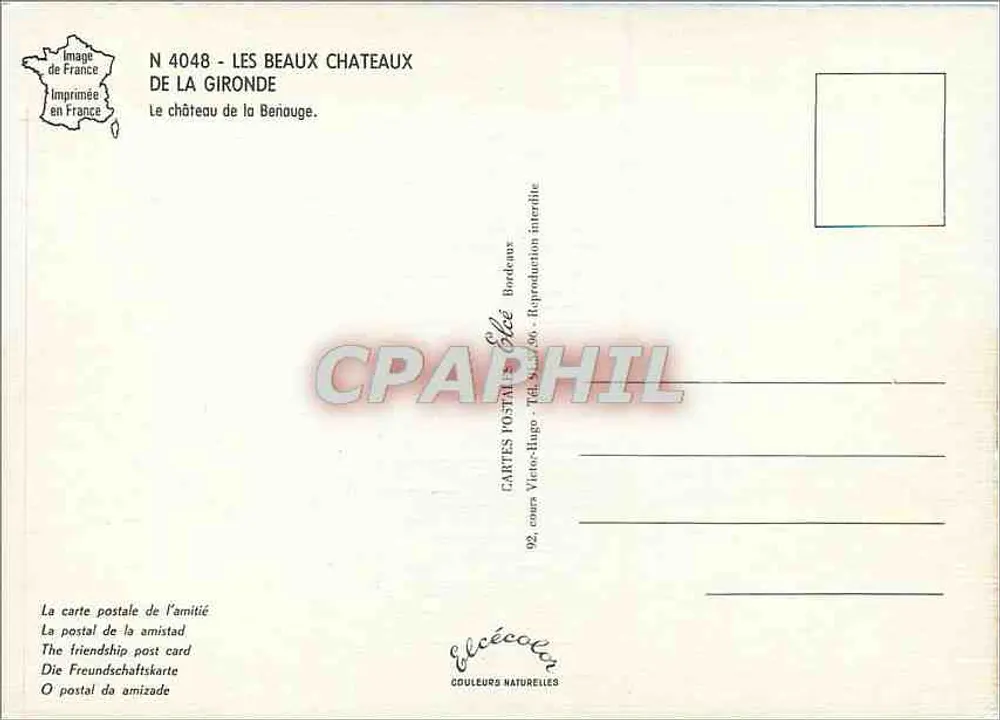 Schloss Benauge — Gironde — Verlag Élécé - Rückseite