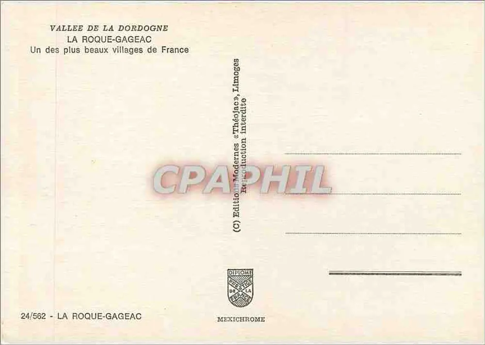 La Roque-Gageac — Tal der Dordogne — Moderne Ausgabe « Théojac » - Rückseite
