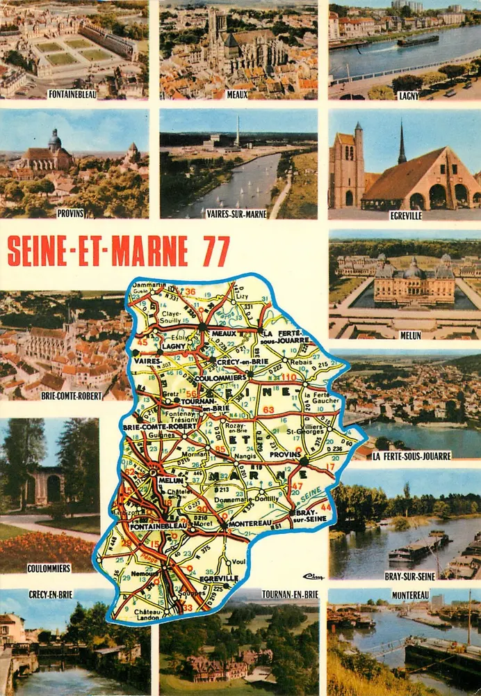 Seine-et-Marne 77 — Touristenkarte mit detaillierter Karte — Comber Drucker Mâcon - Vorderseite
