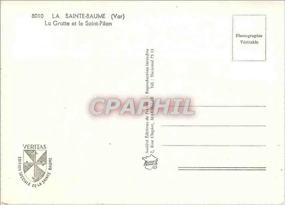 La Sainte-Baume (Var) — A Gruta e o Santo Pilon — Edição Especial da Sainte-Baume - Verso