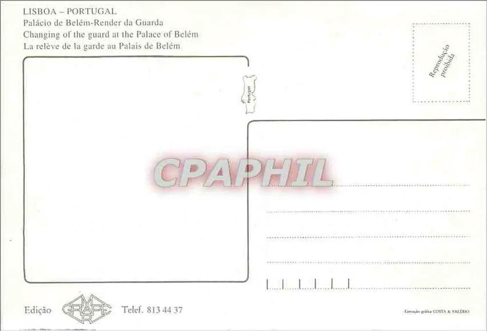 Palácio de Belém — Wachwechsel — Édition COSTA & VALÊSIO - Rückseite