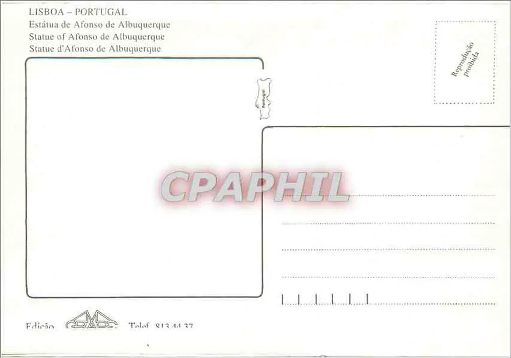 लिस्बन - अफोंसो डी अल्बुकर्क की स्टैच्यू - संस्करण संख्या 44 27 - पीछे
