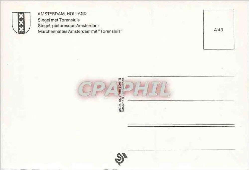 Amsterdam — Singel con Torensluis — A 43 - Verso