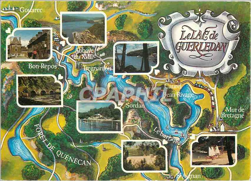 Lago de Guerledan — Carte postale turística - Frente