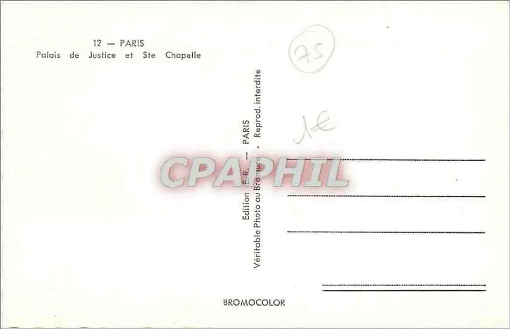 Paleis van Justitie en Heilige Kapel — Parijs — Fotografische uitgave met Bromide - Achterkant