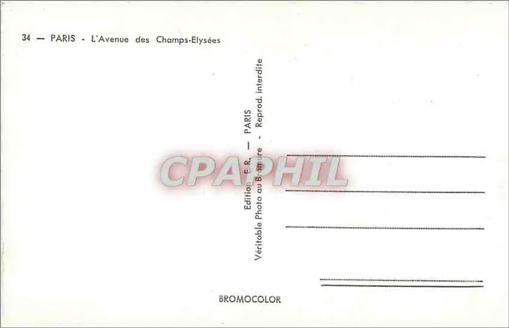 Paris - A Avenida dos Campos Elísios — vista aérea — Edição F.R. n°34 - Verso