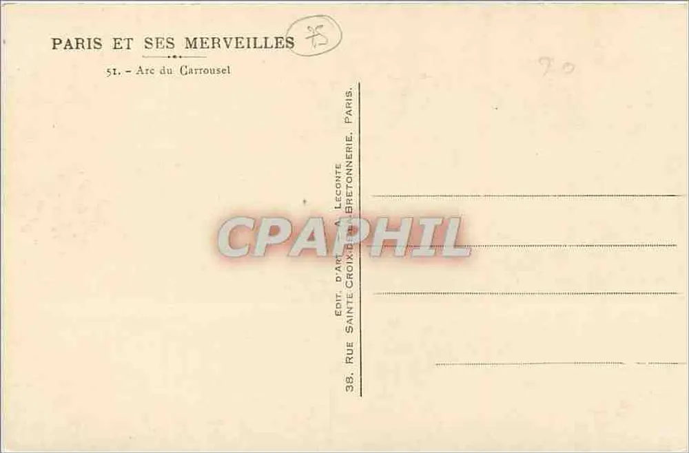 Arco do Carrousel — Paris — editor Leconte & Bretonnerie - Verso
