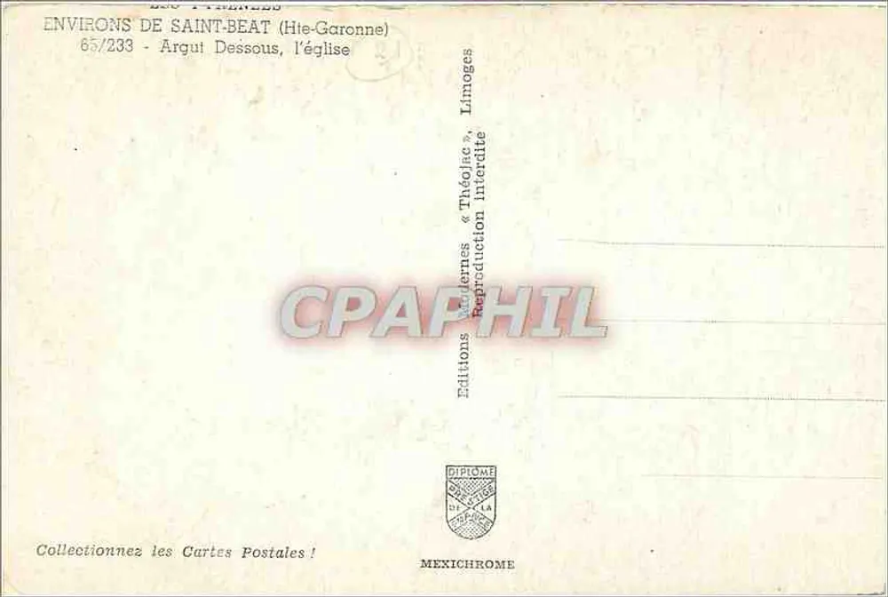 Argut Dessous, die Kirche — Umgebung von Saint-Beat (Hte-Garonne) — Editions Diplôme - Rückseite