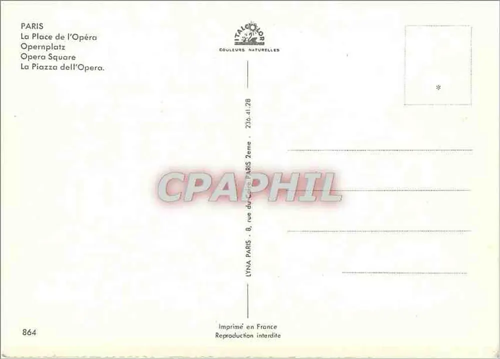 पेरिस - ऑपेरा के स्क्वायर — ऑपेरा गार्नीयर — प्रकाशक लिन्पा, संख्या 864 - पीछे