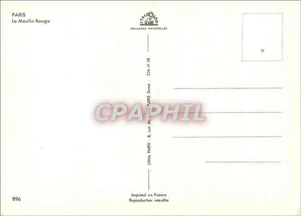 ले मूलिन रूज — पेरिस — एडिटर लिना, नंबर 896 - पीछे