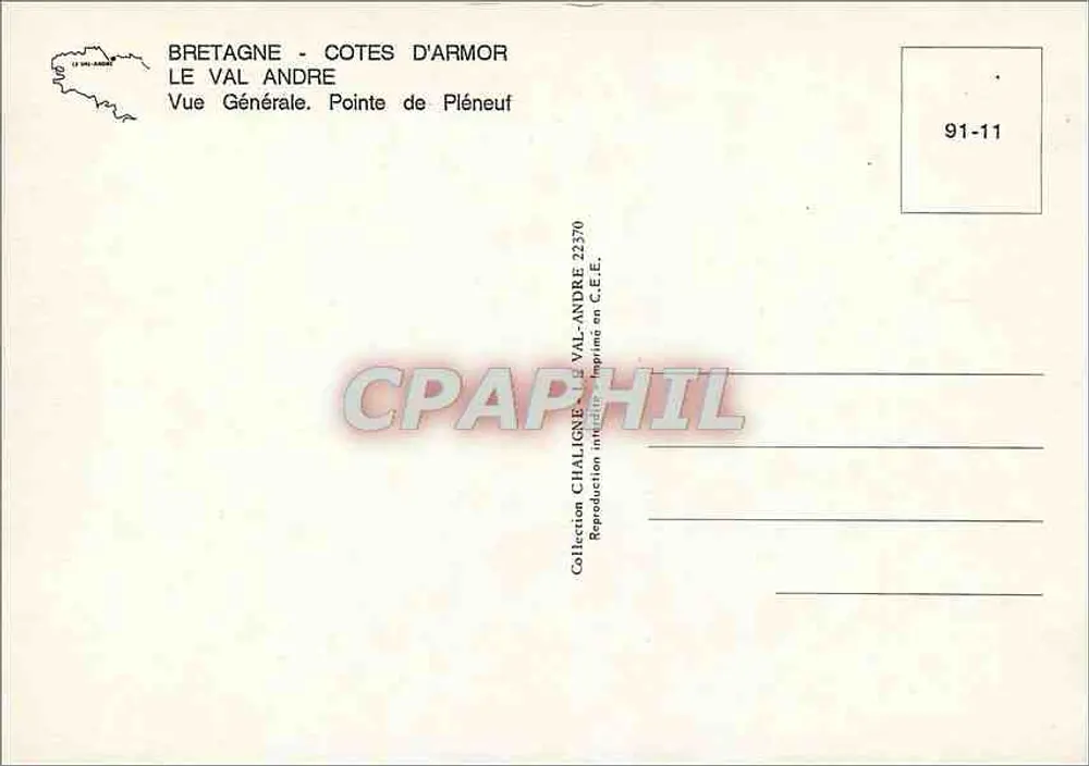Pléneuf-Val-André — vista aérea — Coleção Chaligne, n° 91-11 - Verso