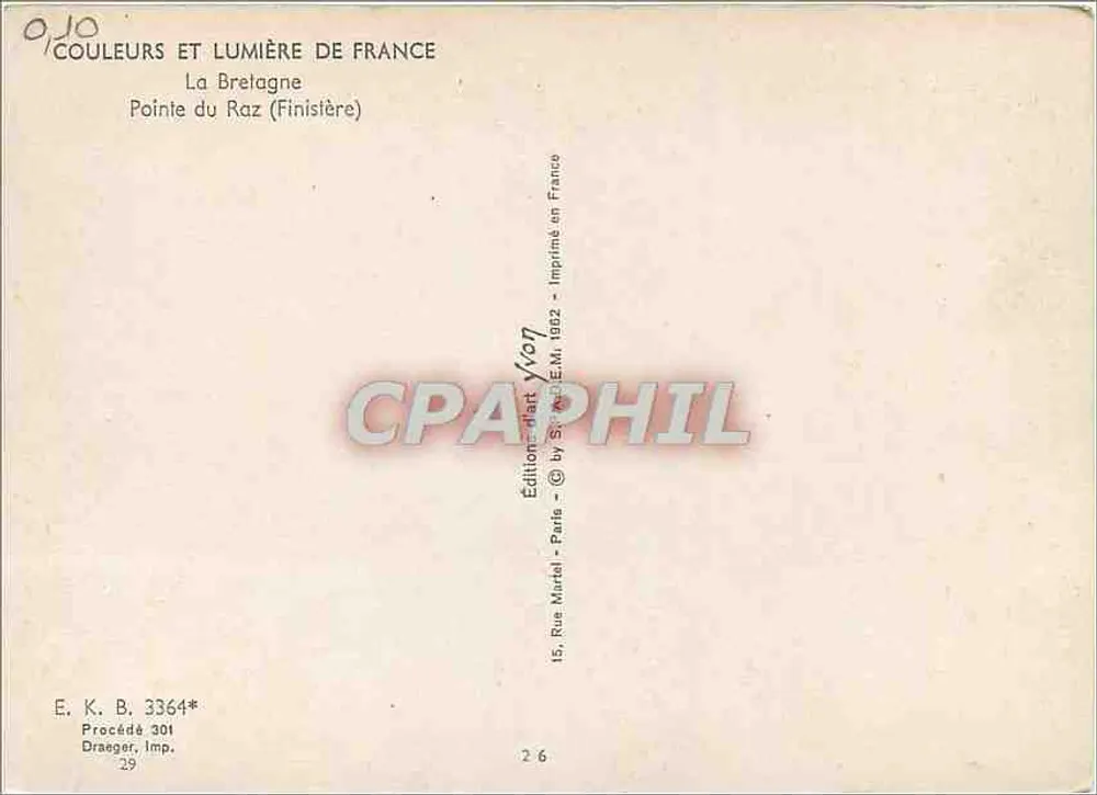 Pointe du Raz (Finistère) — A Bretanha — Edição Yvon - Verso