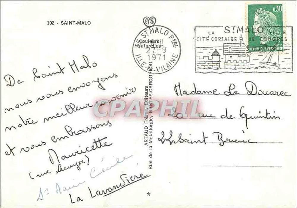 Saint-Malo - Cidade dos Corsários — Artaud Frères Editores, n°102 - Verso
