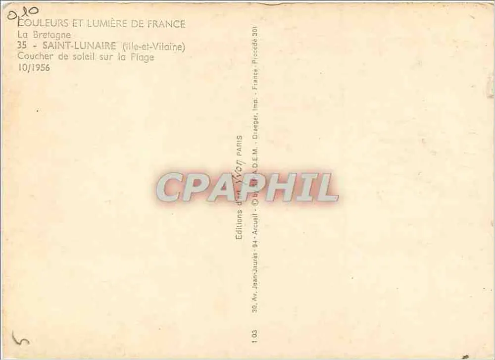 Saint-Lunaire (Ille-et-Vilaine) — Sonnenuntergang am Strand — Éditions Jean-Jaurès, Paris - Rückseite