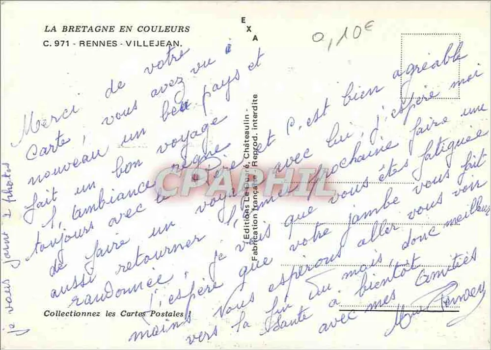 Rennes - Villejean — bairro residencial com prédios e parque — Éditions Les Cartes Postales - Verso