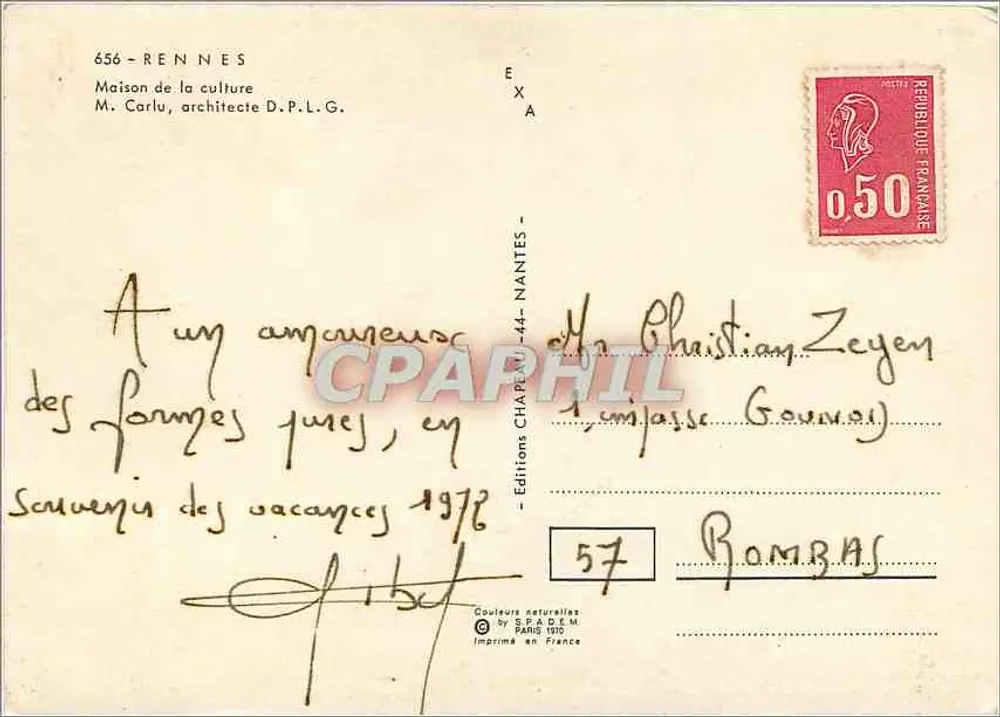 Casa da Cultura — Rennes — Éditions CHAPAPHIL - 57 - Verso