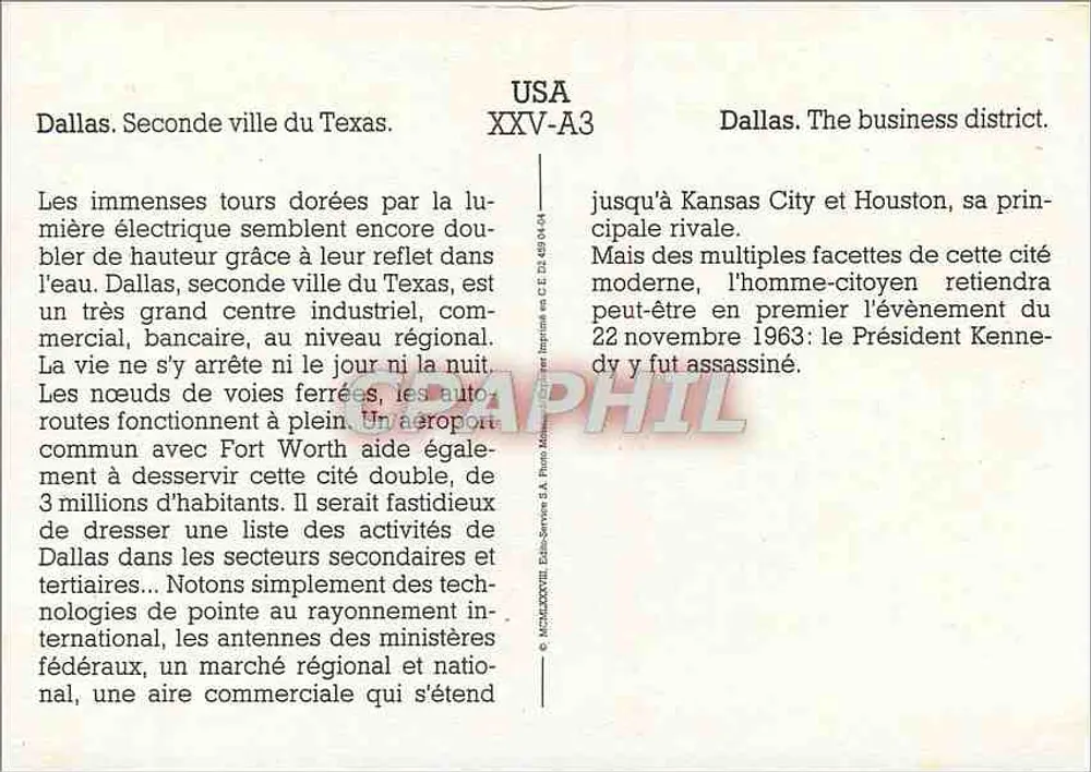 Dallas — handelsdistrict — USA XXV-A3 - Achterkant