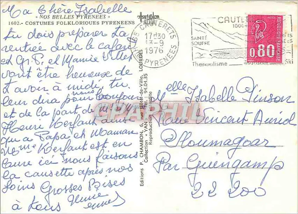 Crianças em trajes folclóricos dos Pirineus — Edições YAN, n°1602 - Verso