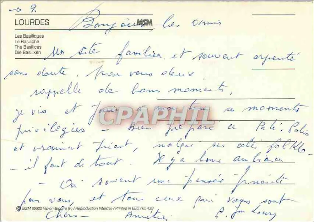Lourdes — Basílica Nossa Senhora de Lourdes — MSM - Verso